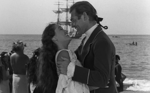mutany-on-the-bounty-1935-movie-review-fletcher-christian-tahiti-clark-gable-kissing